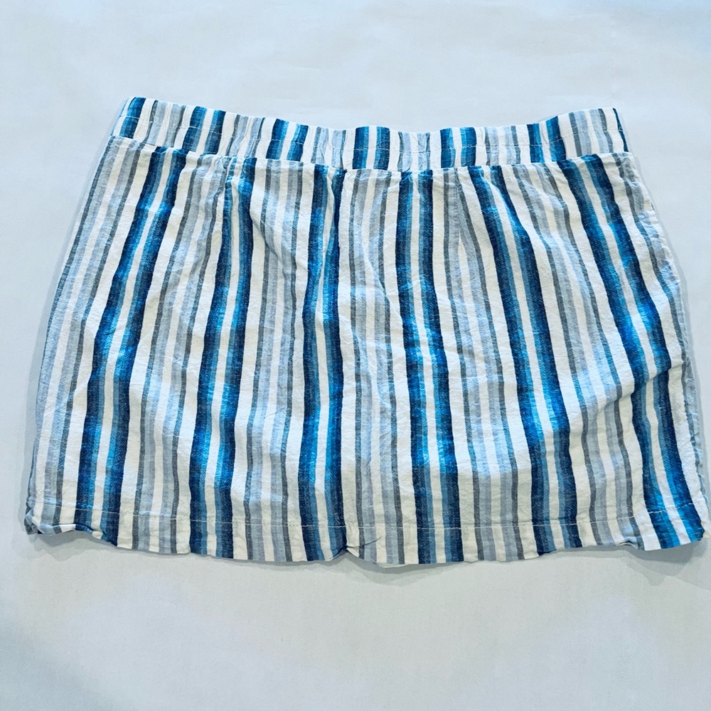 Cato Plus Size Large vertical Stripe Elastic Waist Skort Linen Blend - Picture 3 of 4